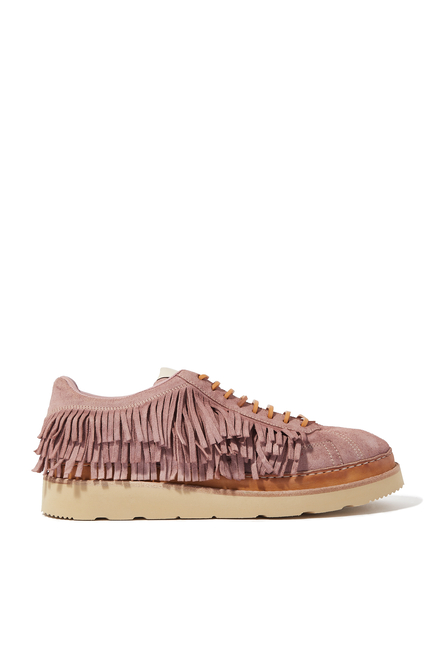 Sustainable Suede Fringe Sneakers